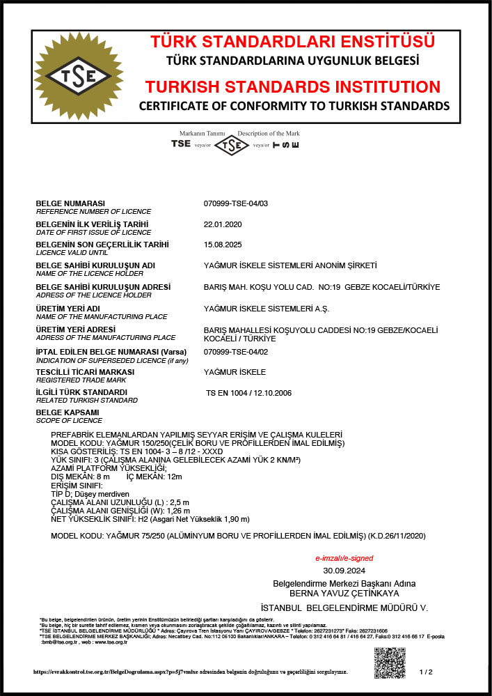 ts en 1004 sertifika - CERTIFICATE