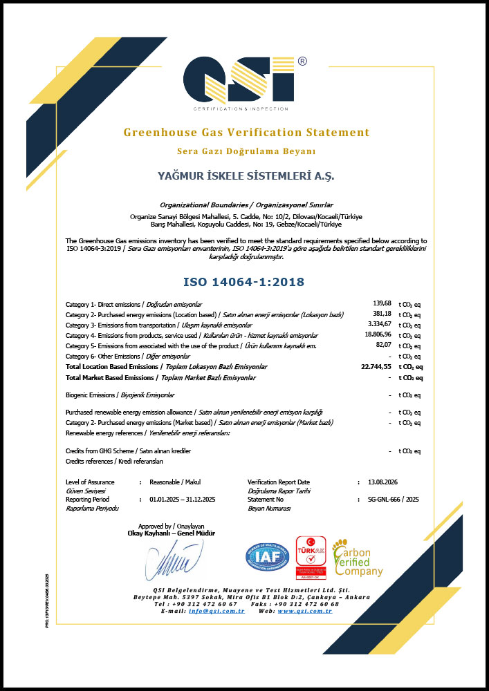 Scaffolding Certifications: AENOR, NF 096, TS EN carbon certificate - Scaffolding Certifications: AENOR, NF 096, TS EN